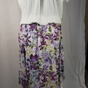 Christopher & Banks Midi Skirt Floral Purples flowy pretty spring time fashion!